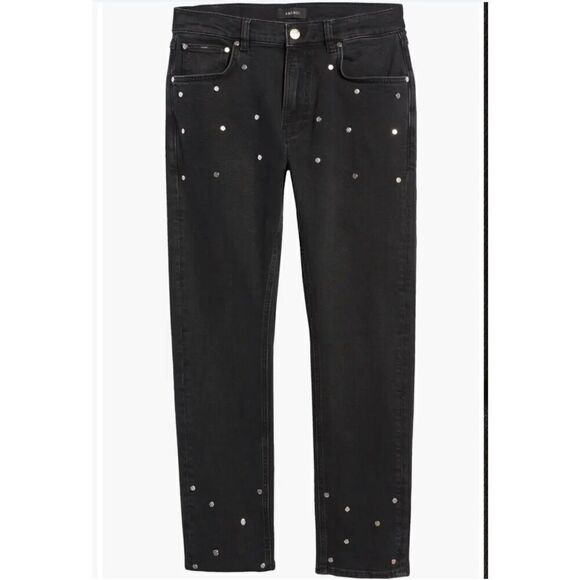 NWT Amendi Lars Organic Cotton Blend Straight Leg Jeans Studded Shadow 34 x 32 - Picture 1 of 11